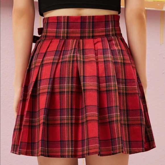 NWOT! Tartan Pleated High Rise Skirt - Picture 4 of 5